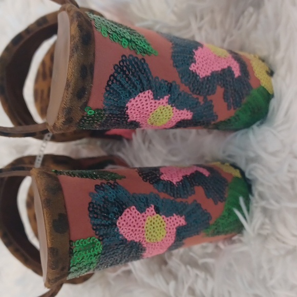 New Kurt Geiger London Floral Sequin Platform Leopard Print Sandals EU 41 - Picture 8 of 12